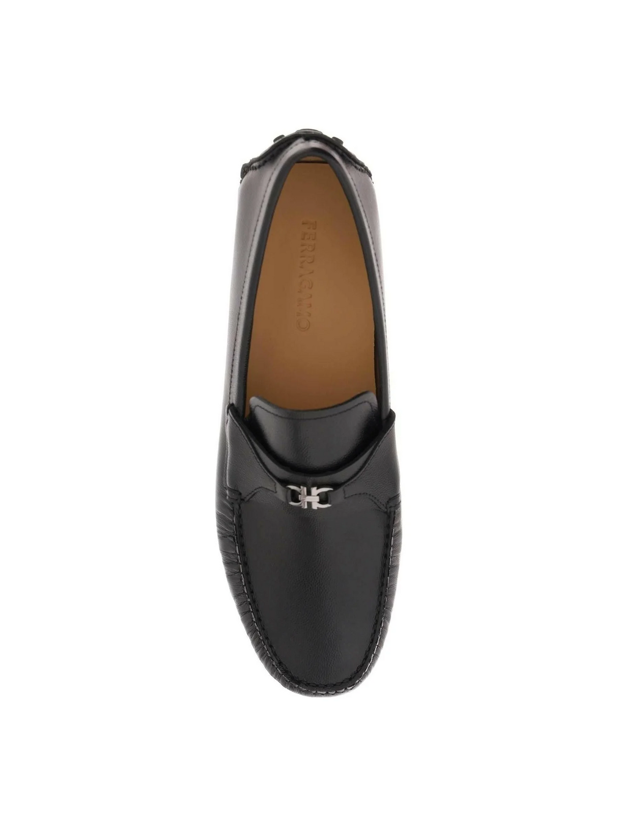 Black Leather Gancini Drivers FERRAGAMO JOHN JULIA.