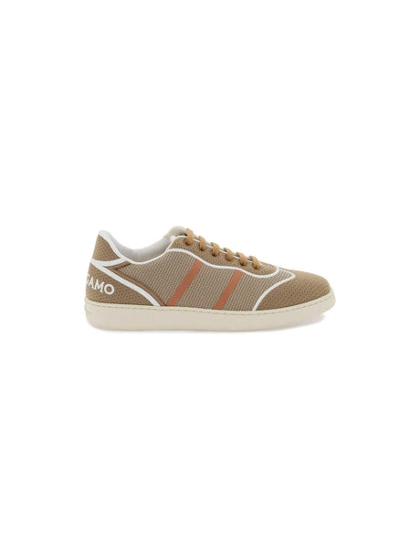 Light Camel Technical Fabric Knitted Sneakers FERRAGAMO JOHN JULIA.