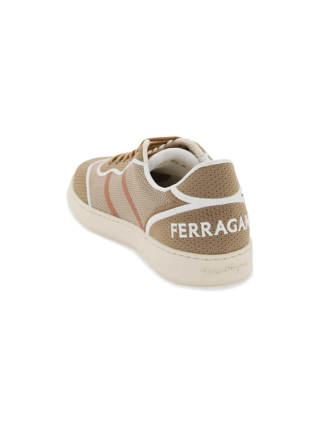 Light Camel Technical Fabric Knitted Sneakers FERRAGAMO JOHN JULIA.