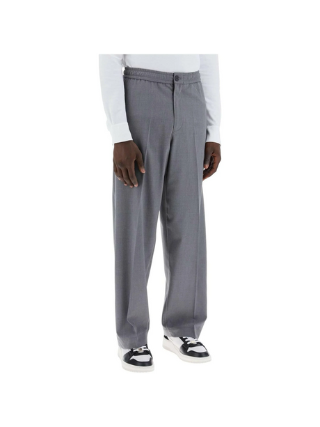 Lightweight Virgin Wool Tailored Trousers In Canvas Fabric.