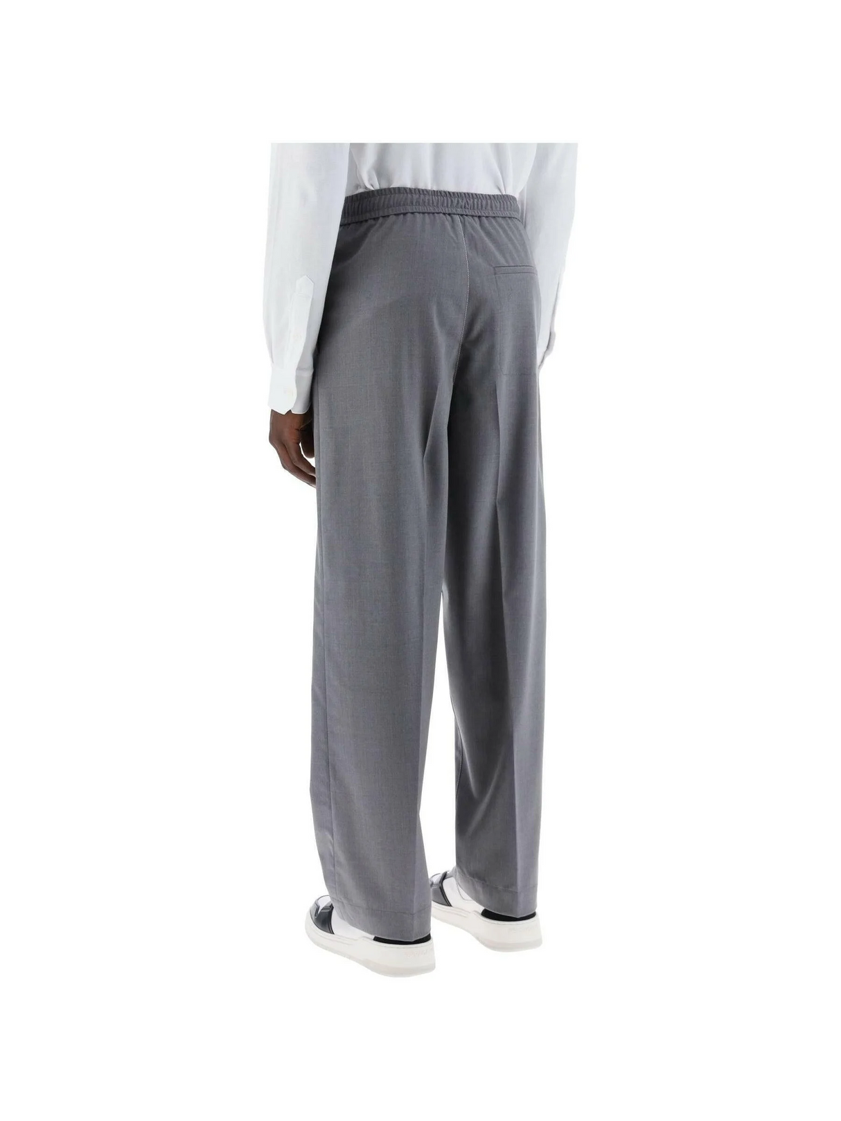 Lightweight Virgin Wool Tailored Trousers In Canvas Fabric.