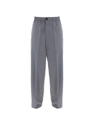 Lightweight Virgin Wool Tailored Trousers In Canvas Fabric.