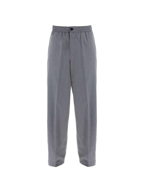 Lightweight Virgin Wool Tailored Trousers In Canvas Fabric.