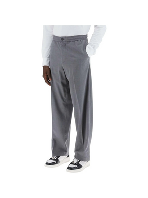 Lightweight Virgin Wool Tailored Trousers In Canvas Fabric.