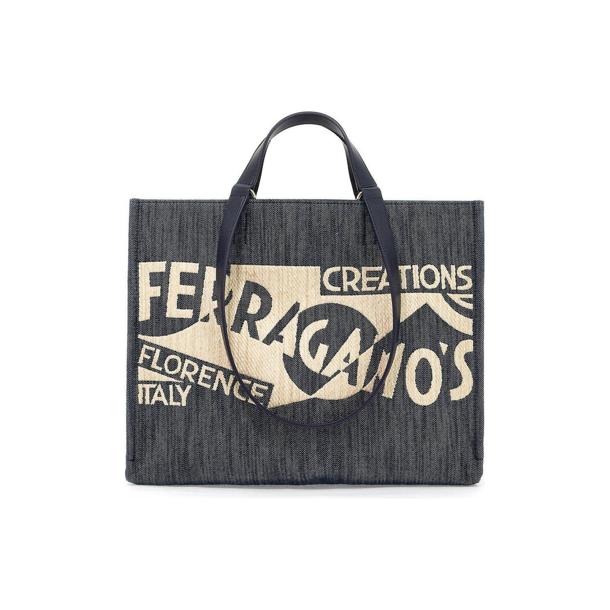 Logo Printed Denim Tote Bag (M).