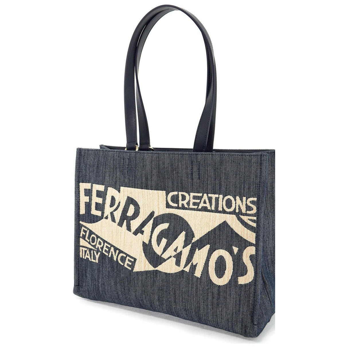 Logo Printed Denim Tote Bag (M).