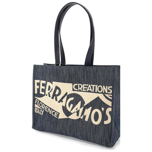 Logo Printed Denim Tote Bag (M).