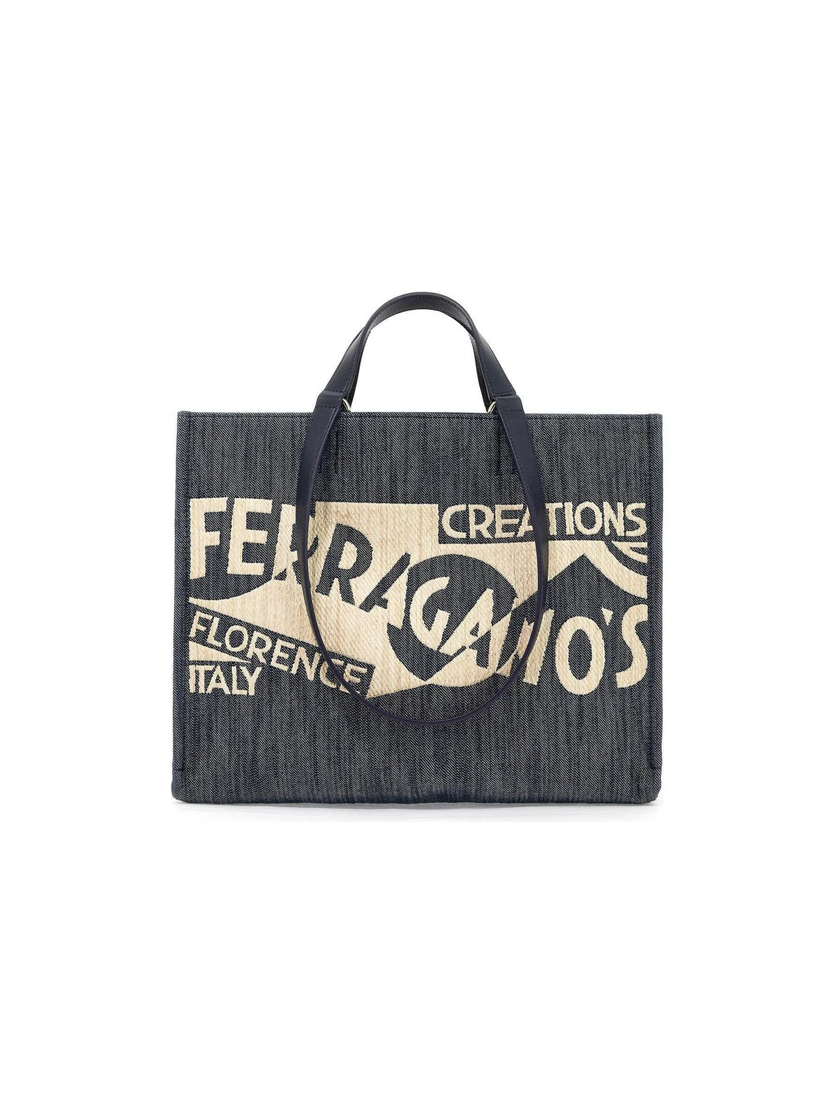 Logo Printed Denim Tote Bag (M).