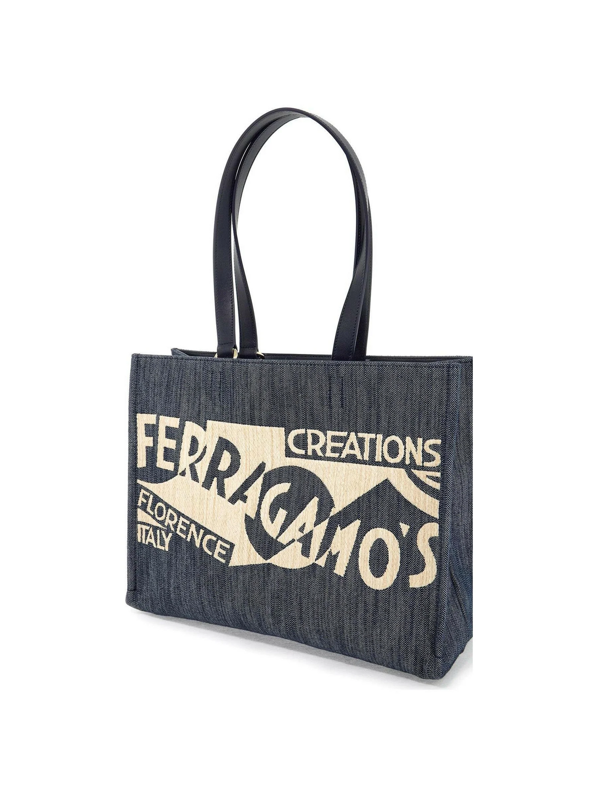 Logo Printed Denim Tote Bag (M).