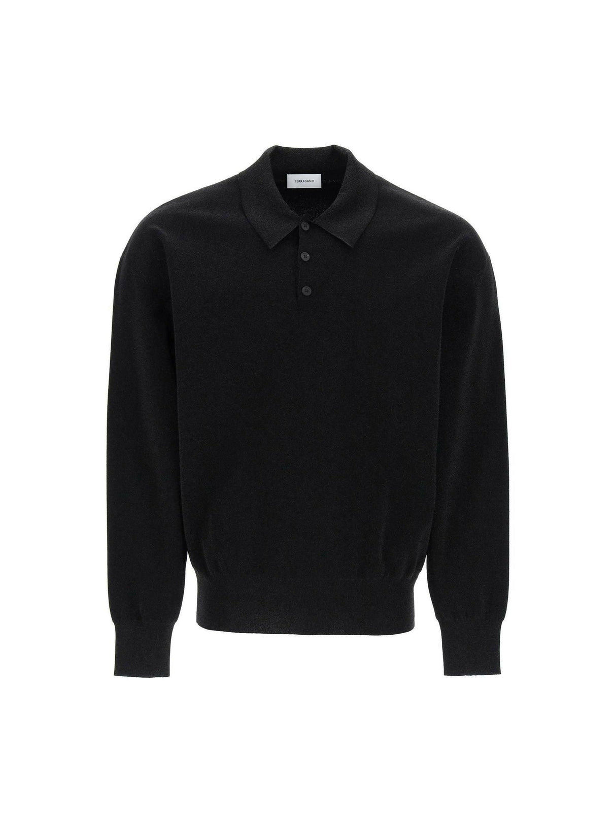 FERRAGAMO-Long Sleeve Lurex Polo Shirt-JOHN JULIA