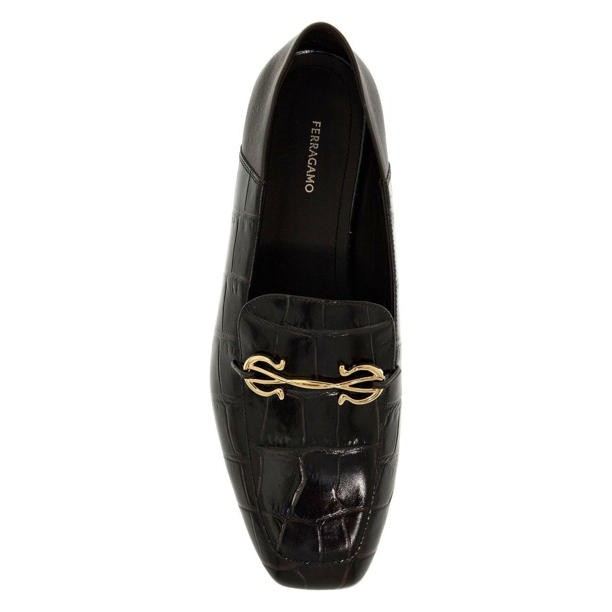 Louis Croc-Embossed Leather Loafers.