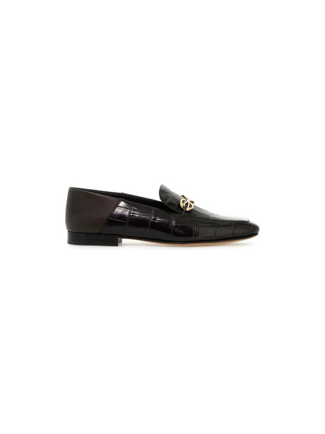 Louis Croc-Embossed Leather Loafers.