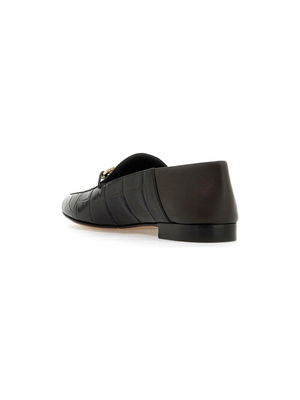 Louis Croc-Embossed Leather Loafers.