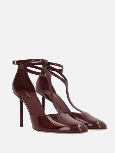 Lysandra Patent Leather T-Strap Pumps-FERRAGAMO-JOHN JULIA