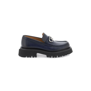 Midnight Blue Bold Gancini Chunky Loafers FERRAGAMO JOHN JULIA.