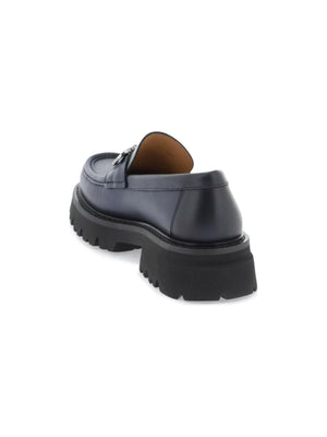 Midnight Blue Bold Gancini Chunky Loafers FERRAGAMO JOHN JULIA.