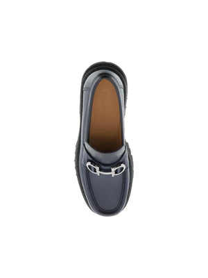 Midnight Blue Bold Gancini Chunky Loafers FERRAGAMO JOHN JULIA.