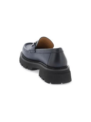 Midnight Blue Bold Gancini Chunky Loafers FERRAGAMO JOHN JULIA.