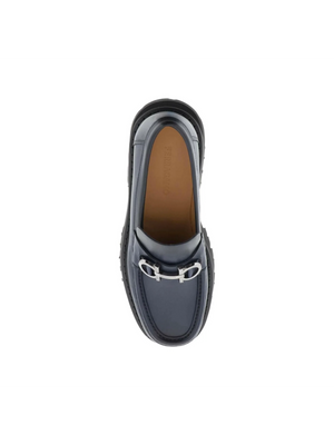 Midnight Blue Bold Gancini Chunky Loafers FERRAGAMO JOHN JULIA.