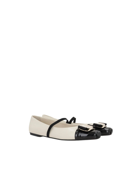 Nappa and Patent Leather Ballerinas-FERRAGAMO-JOHN JULIA