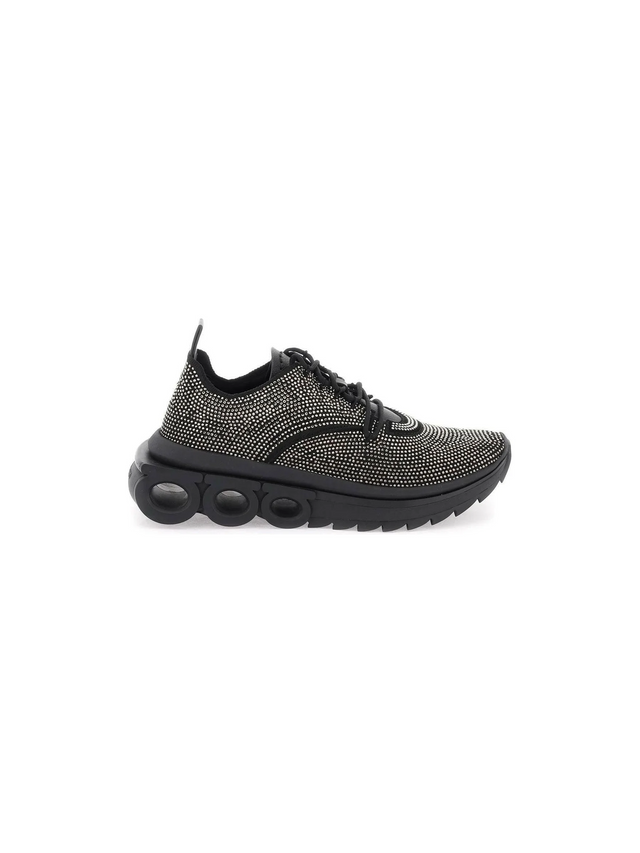 Black Nima Crystal Technical Knit Sneakers FERRAGAMO JOHN JULIA.