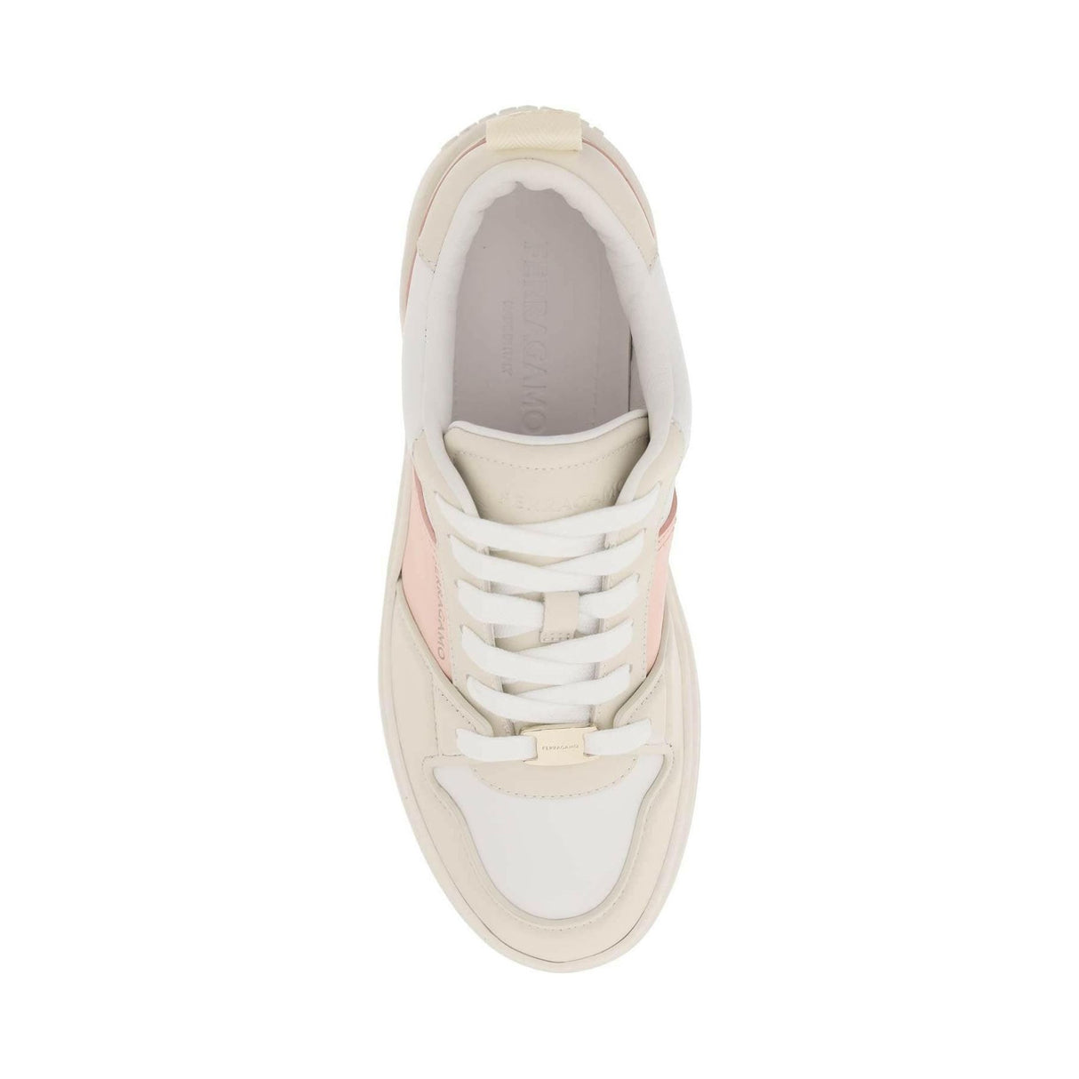 Pink and Mascarpone Dennis Smooth Leather Sneakers FERRAGAMO JOHN JULIA.