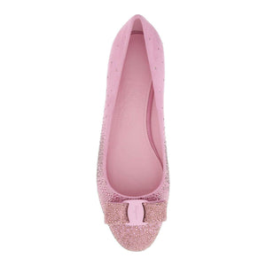 Pink Varina Crystal Embellished Suede Ballet Flats FERRAGAMO JOHN JULIA.