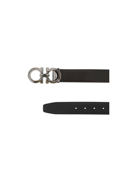 Reversible Faceted Gancini Buckle Belt.