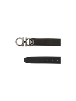 Reversible Faceted Gancini Buckle Belt.