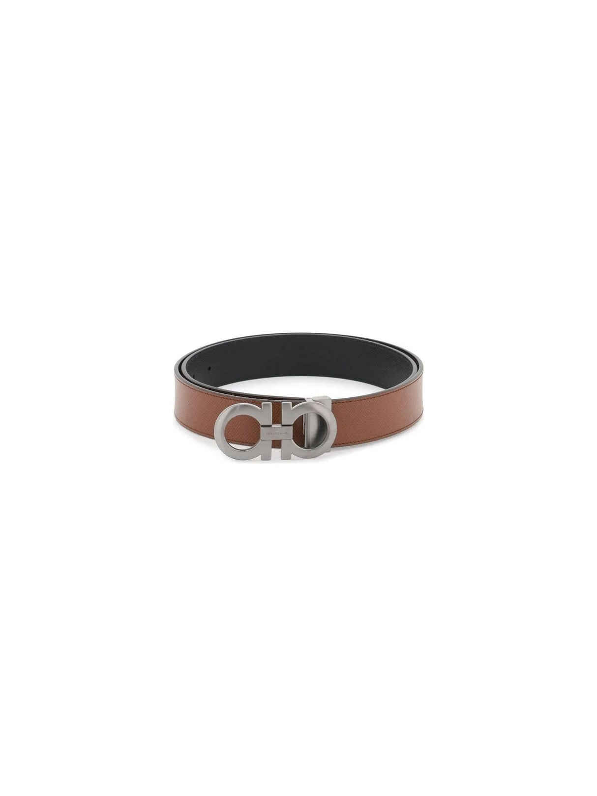 Black and Brown Reversible Gancini Leather Belt FERRAGAMO JOHN JULIA.