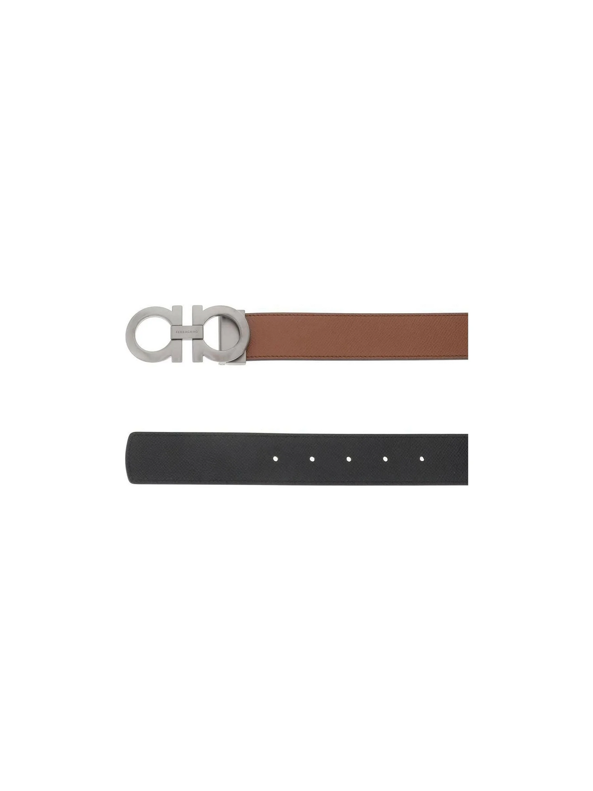 Black and Brown Reversible Gancini Leather Belt FERRAGAMO JOHN JULIA.