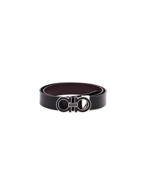 FERRAGAMO-Reversible Leather Gancini Belt -JOHN JULIA.