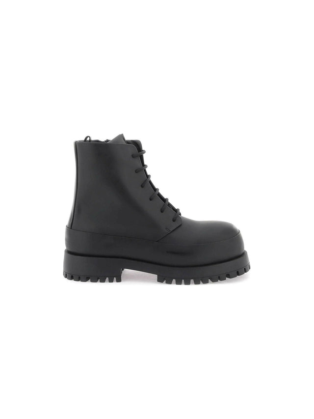 Rubberized Leather Combat Boots FERRAGAMO JOHN JULIA.