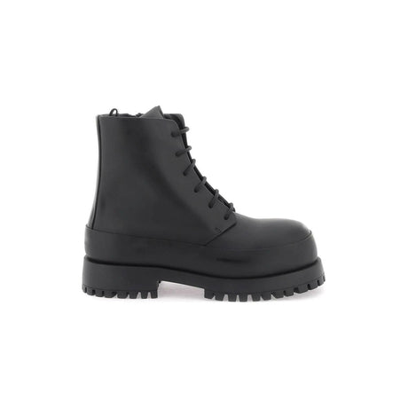 Rubberized Leather Combat Boots FERRAGAMO JOHN JULIA.