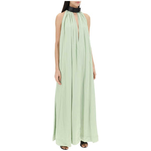 Sage Green Pleated Contrast Collar Maxi FERRAGAMO JOHN JULIA.