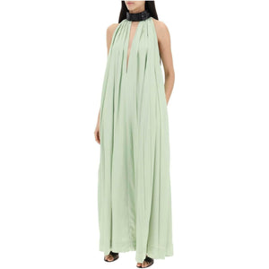 Sage Green Pleated Contrast Collar Maxi FERRAGAMO JOHN JULIA.