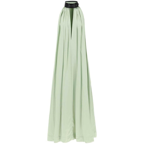 Sage Green Pleated Contrast Collar Maxi FERRAGAMO JOHN JULIA.