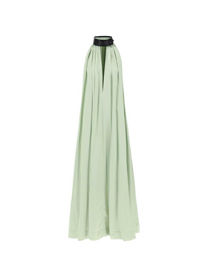 Sage Green Pleated Contrast Collar Maxi FERRAGAMO JOHN JULIA.