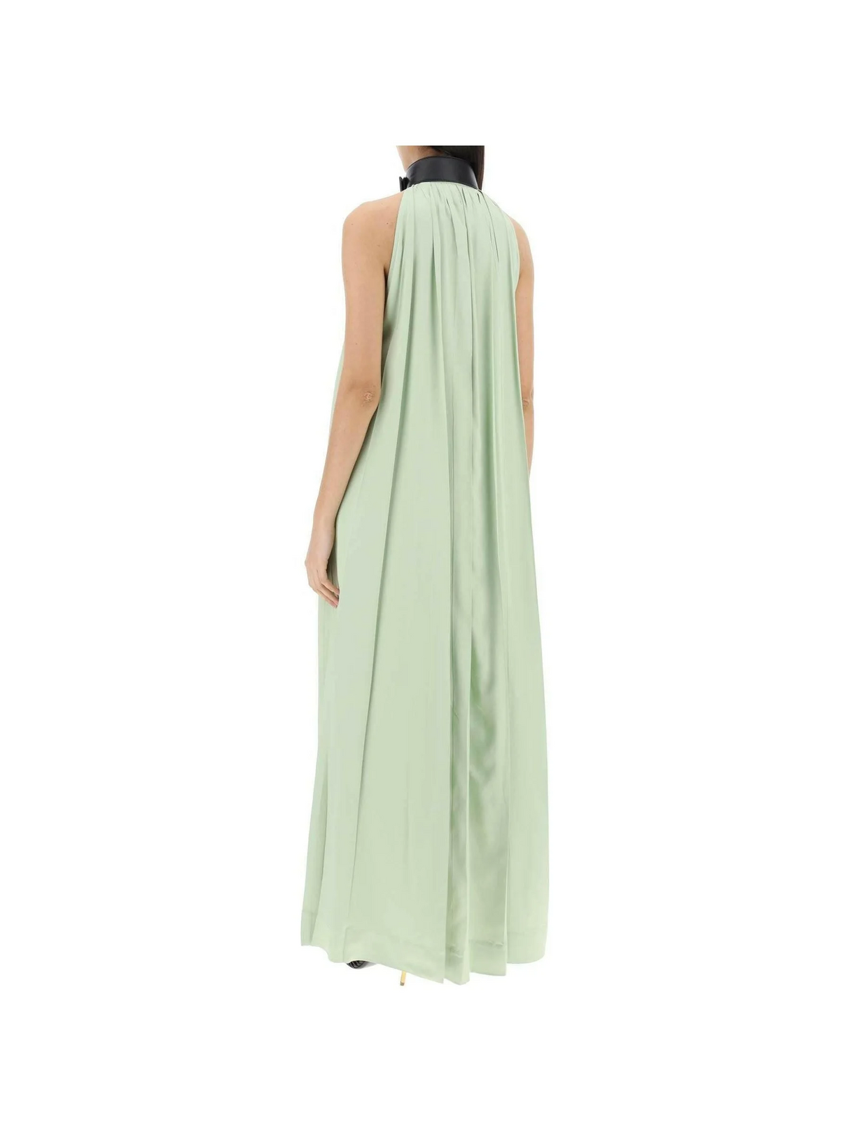 Sage Green Pleated Contrast Collar Maxi FERRAGAMO JOHN JULIA.