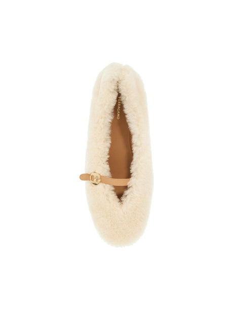 FERRAGAMO-Shearling Ballet Flats -JOHN JULIA.