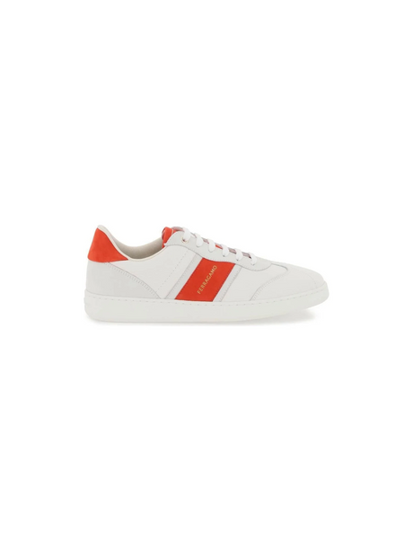 White and Red Signature Calfskin Sneakers FERRAGAMO JOHN JULIA.