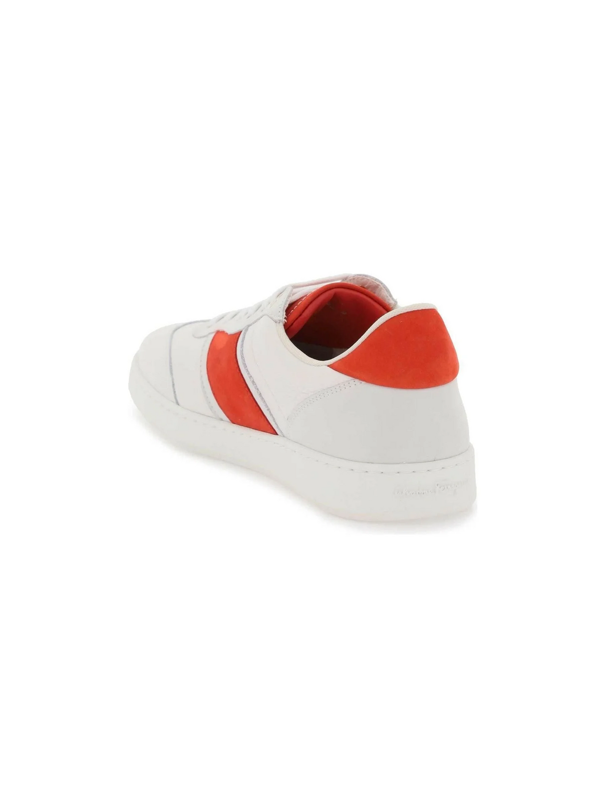 White and Red Signature Calfskin Sneakers FERRAGAMO JOHN JULIA.