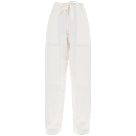 White Soft Linen-Blend Wide-Leg Pants FERRAGAMO JOHN JULIA.