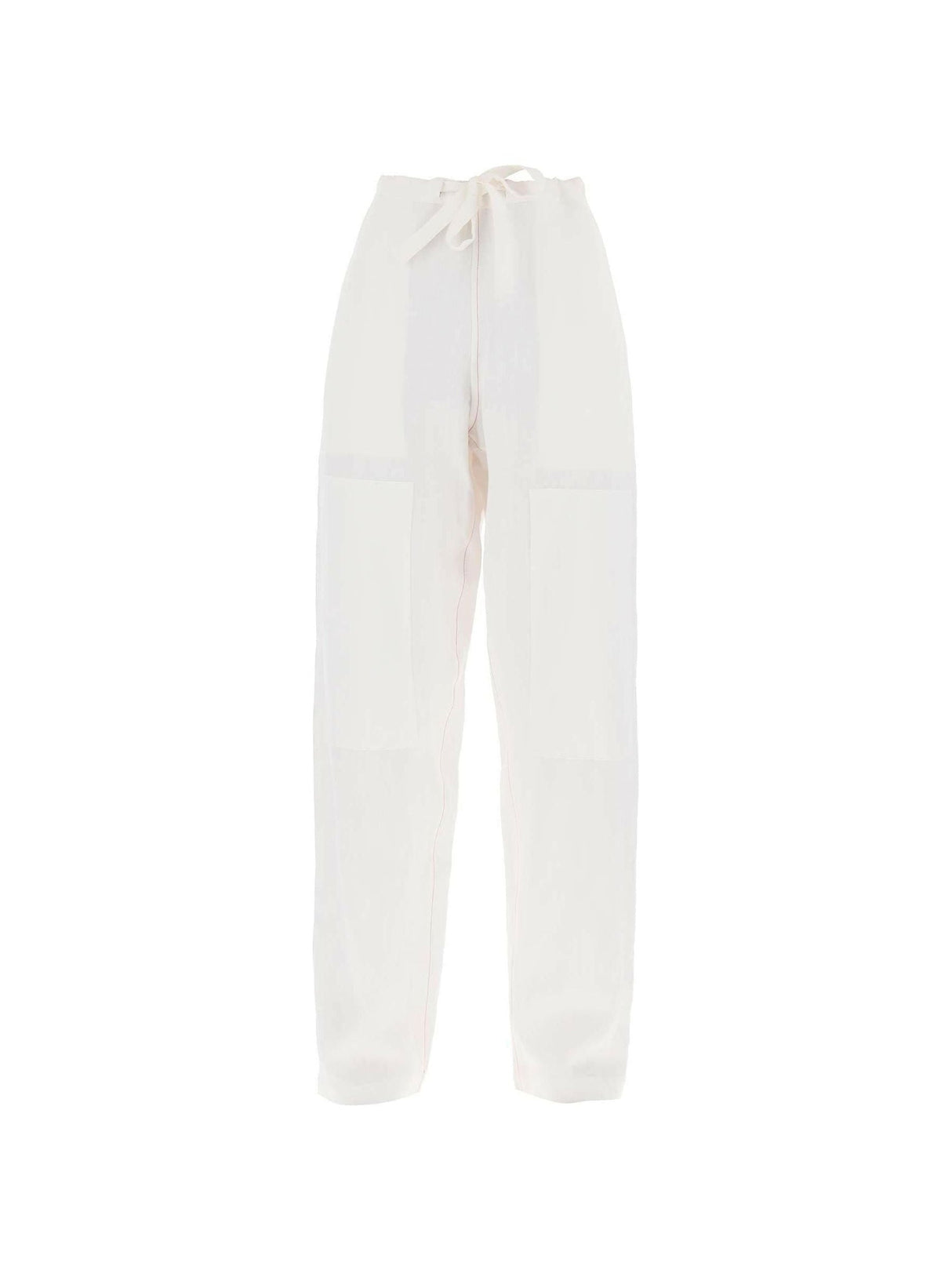 White Soft Linen-Blend Wide-Leg Pants FERRAGAMO JOHN JULIA.