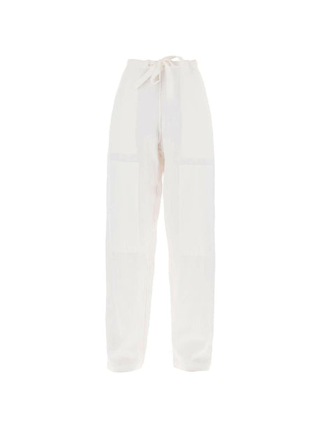 White Soft Linen-Blend Wide-Leg Pants FERRAGAMO JOHN JULIA.