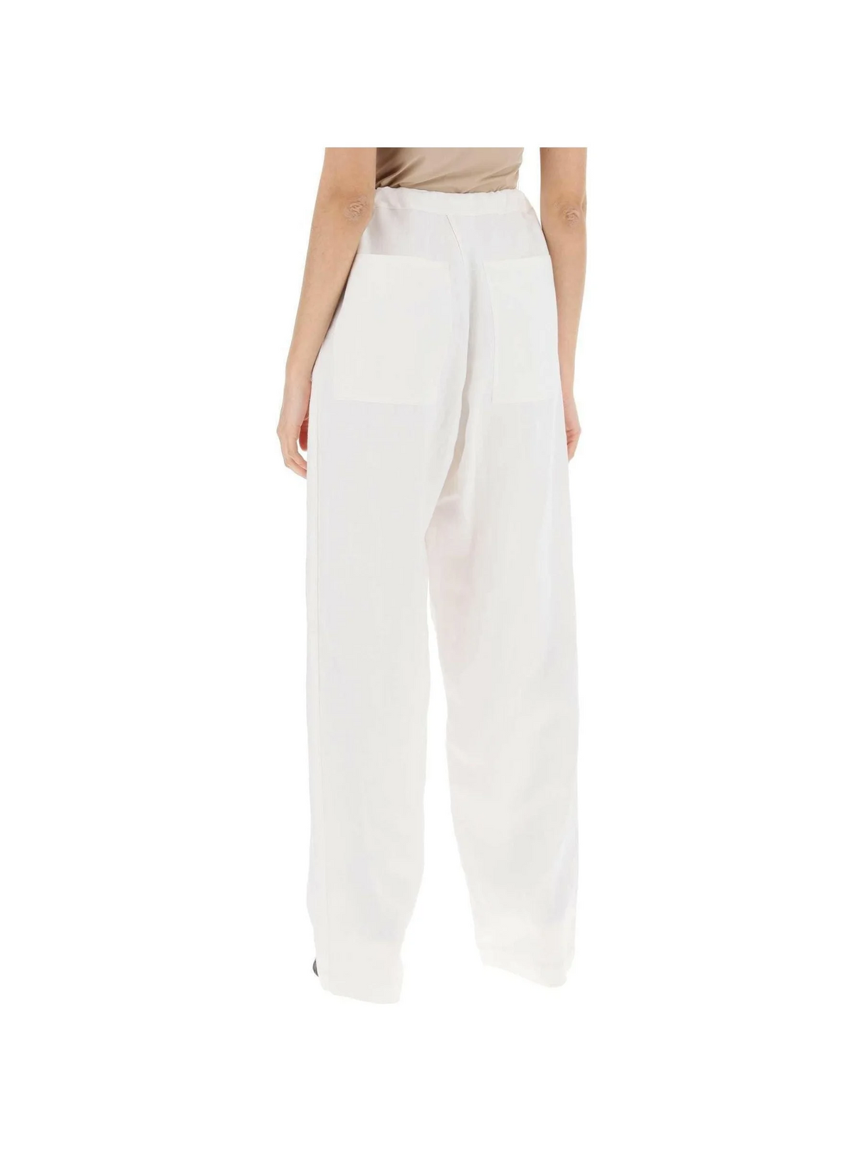 White Soft Linen-Blend Wide-Leg Pants FERRAGAMO JOHN JULIA.