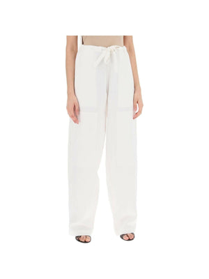 White Soft Linen-Blend Wide-Leg Pants FERRAGAMO JOHN JULIA.