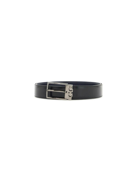 Square Buckle Reversible Leather Belt.