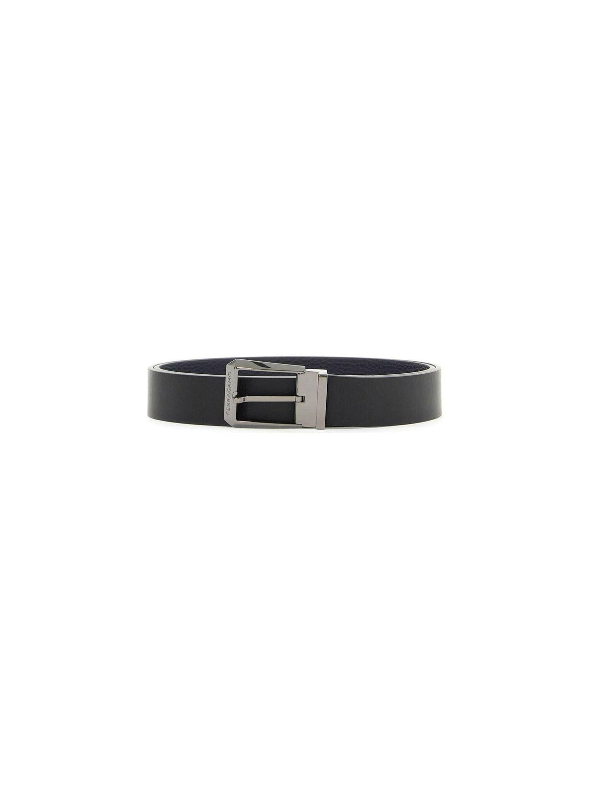 FERRAGAMO-Square Buckle Reversible Leather Belt-JOHN JULIA