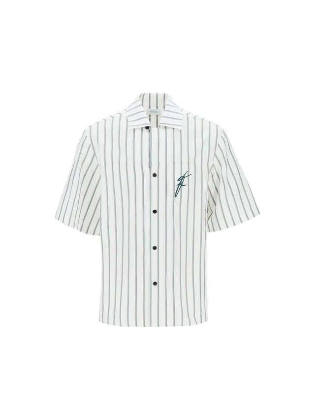 Striped Bowling Shirt With Button.